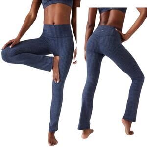 Athleta Elation Textured Straight Leg Pant Sz S Blue Nara Shibori Indigo *EUC